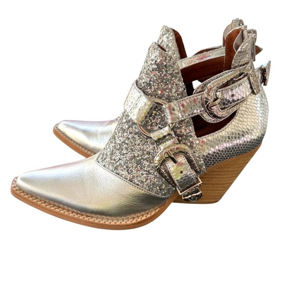NWOB  Jeffery Campbell X Free People Icon Calhuan Western‎ Boot Silver Size 6.5M - Picture 4 of 9